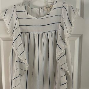 NWOT Listicle Blue White Striped Ruffle Sleeve Babydoll Blouse Size S